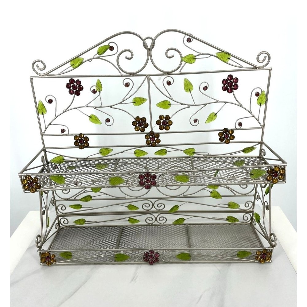 Decorative Wire Display Shelf Beaded Flowers Leaves For Perfume Makeup Trinkets